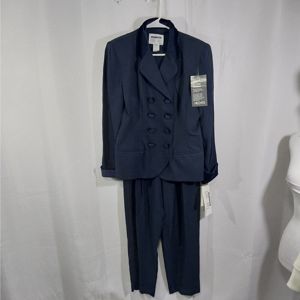 NWT@$134! DANI MAX! RICH BLACK VELVET TRIMMED 2 PC TAILORED PANT SUIT! SZ 10P - Picture 6 of 13
